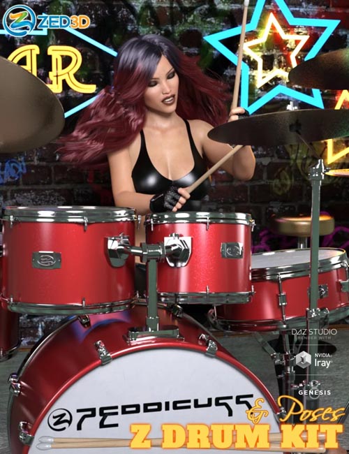 Z Drum Kit and Poses for Genesis 3 and 8