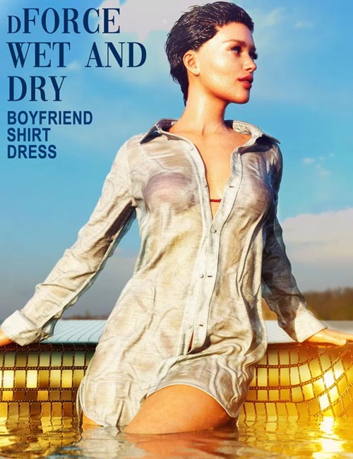 dForce Wet and Dry Boyfriend Shirt Dress for Genesis 8 Female(s)