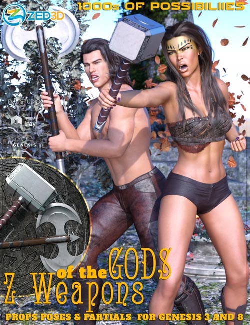 Z Weapons of the Gods and Poses for Genesis 3 and 8