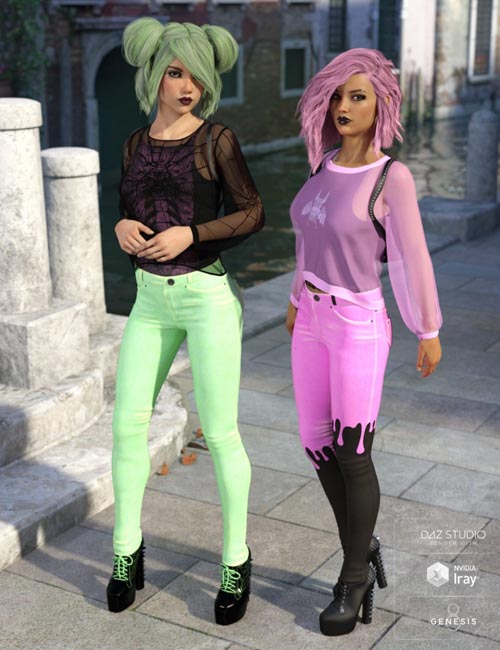 dForce Misty Pastel Goth Outfit Textures
