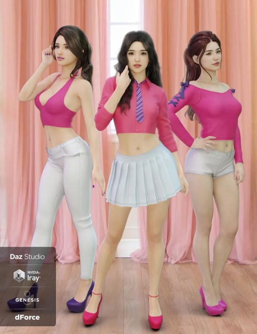 dForce K-Pop Girls 2 Outfits for Genesis 8 Female(s)