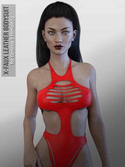 X-Faux Leather Bodysuit for Genesis 3 Female(s)