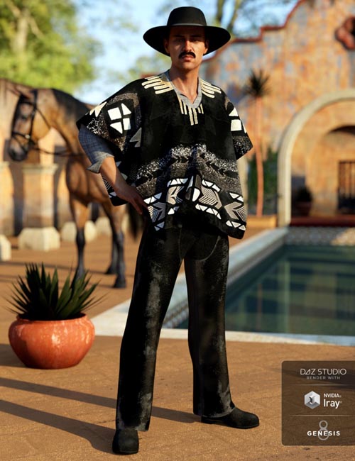 dForce Western Poncho Outfit for Genesis 8 Male(s)