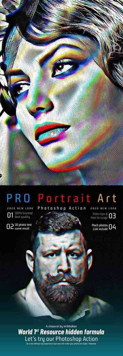 PRO Portrait Art Photoshop Action 25635762