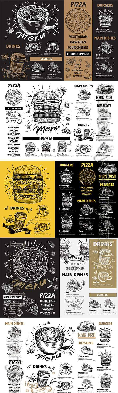Restaurant cafe menu, template design
