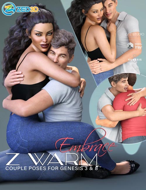 Z Warm Embrace Couple Poses for Genesis 3 and 8