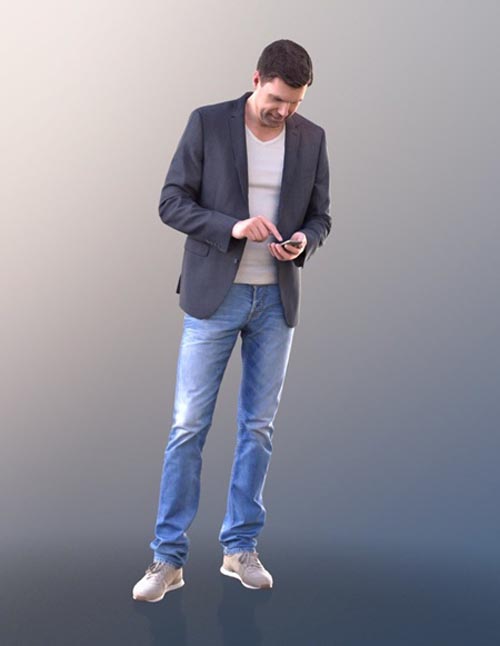 Casual Man Checking phone 3d model
