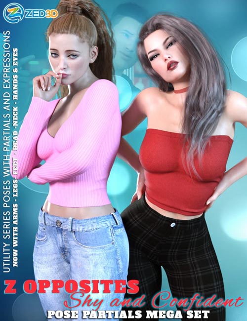 Z Shy and Confident Pose Partials Mega Set for Genesis 3 and Genesis 8
