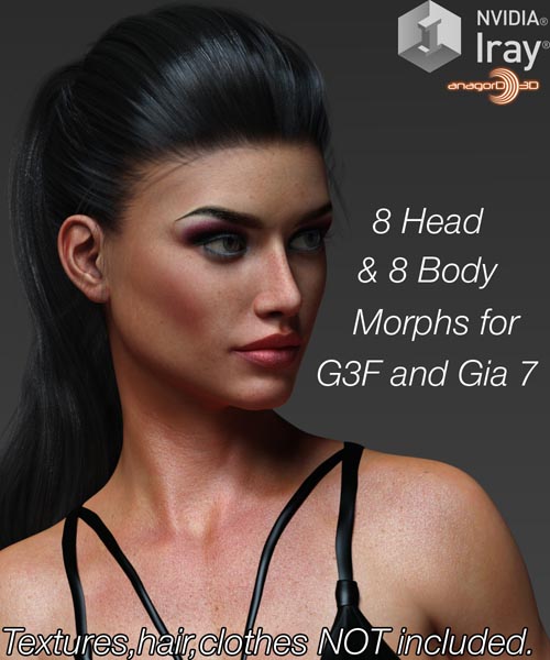 8 Head and Body Morphs for G3F and Gia 7
