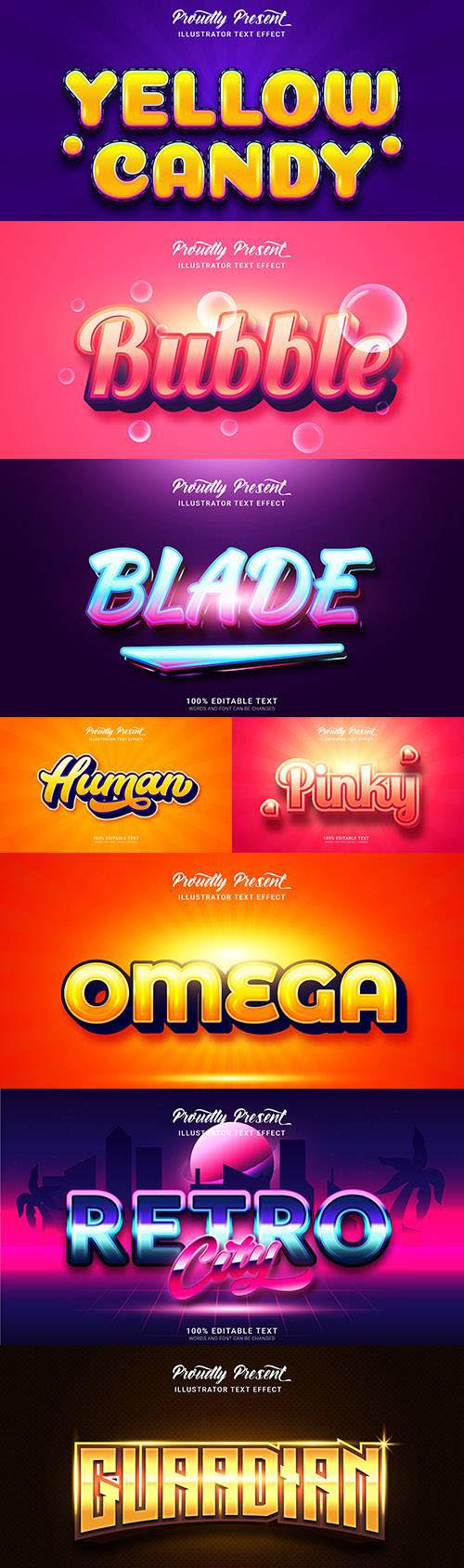 Editable font effect text collection illustration design 167