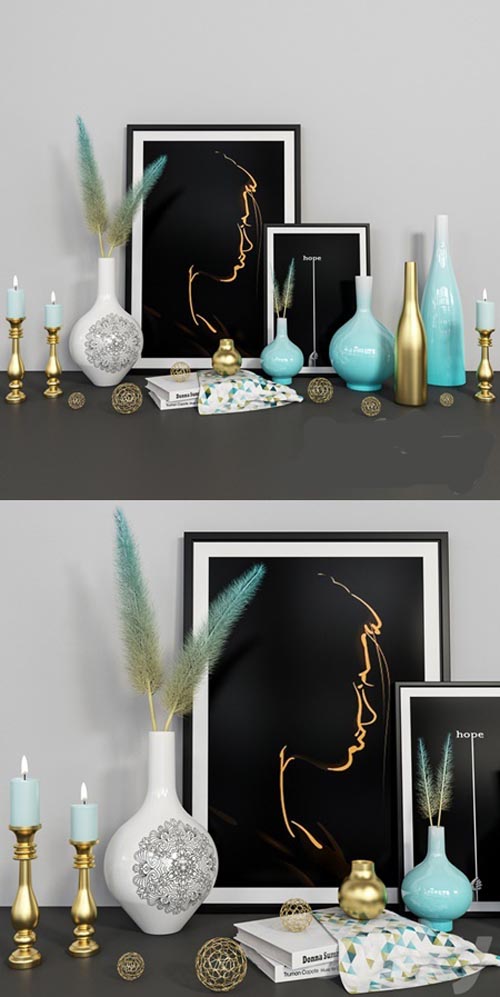 Blue and Gold Decorative Set