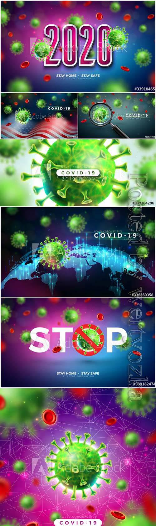 Stay home, stop coronavirus vector design