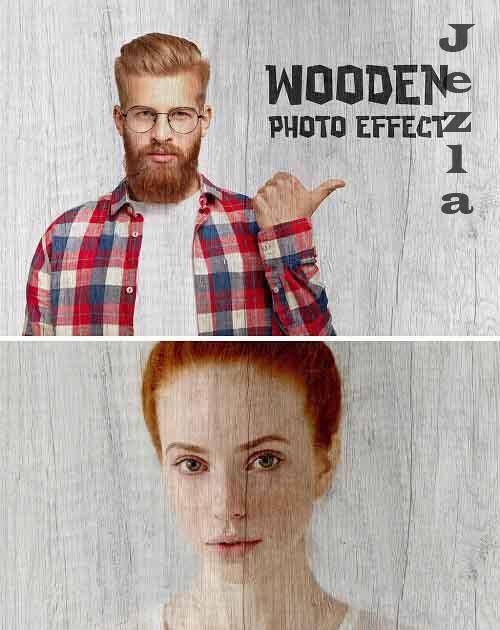 Print on Wood Photo Effect Mockup 372759046