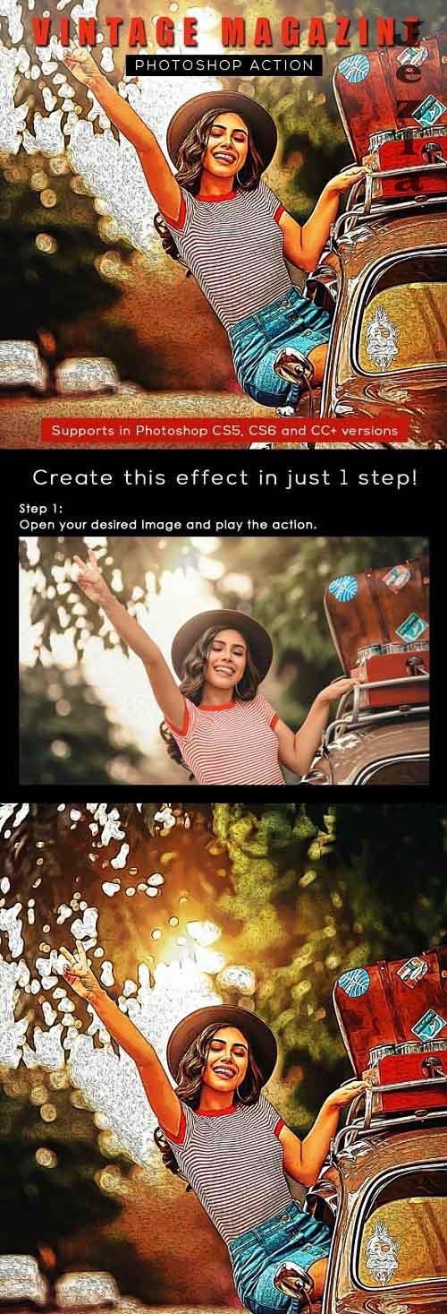 Vintage Magazine Photoshop Action 26726003