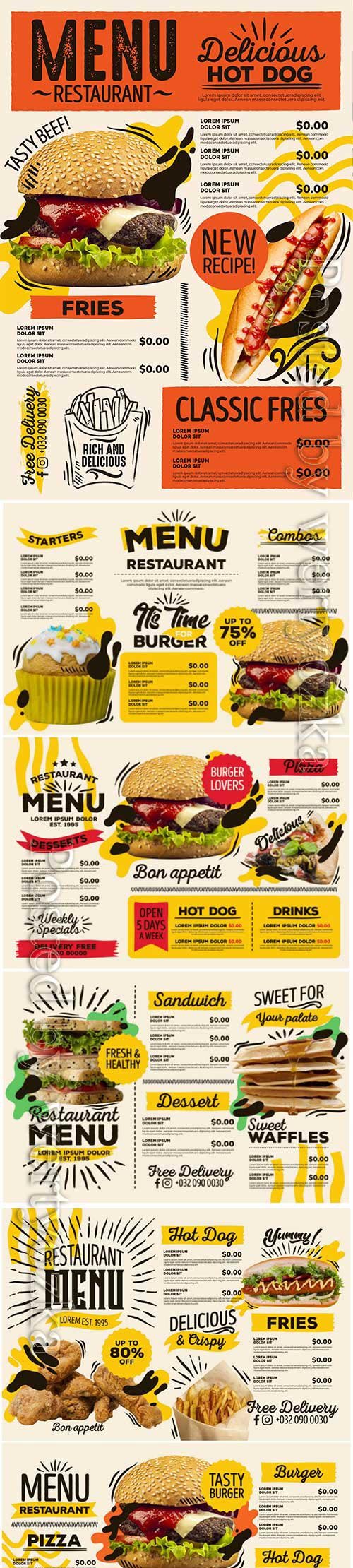 Digital restaurant menu fast food delivery