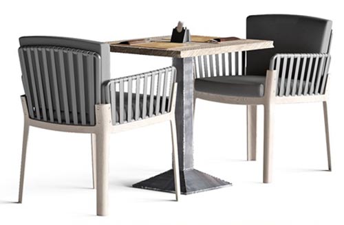 Miami chair welded table and table setting