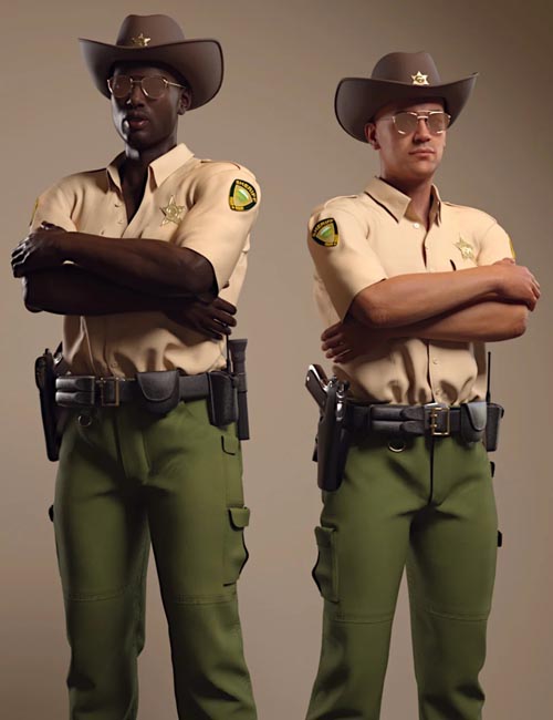 dForce Sheriff Uniform and Props for Genesis 8 Males