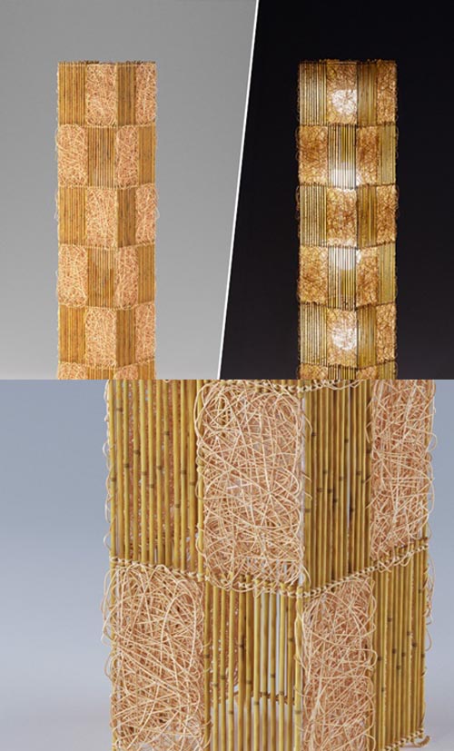 Bamboo rattan floor lamp