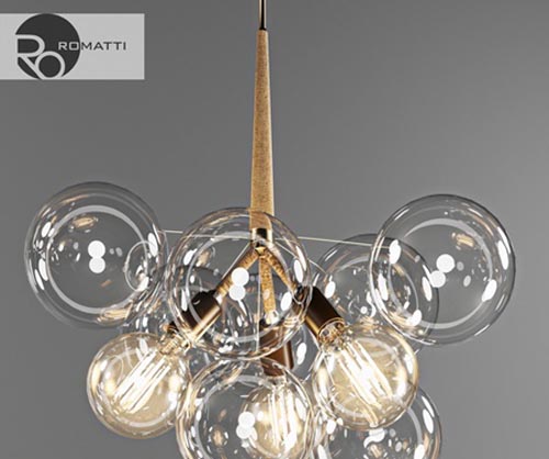 Pendant lamp Romatti Bubble glass chandelier by PELLE