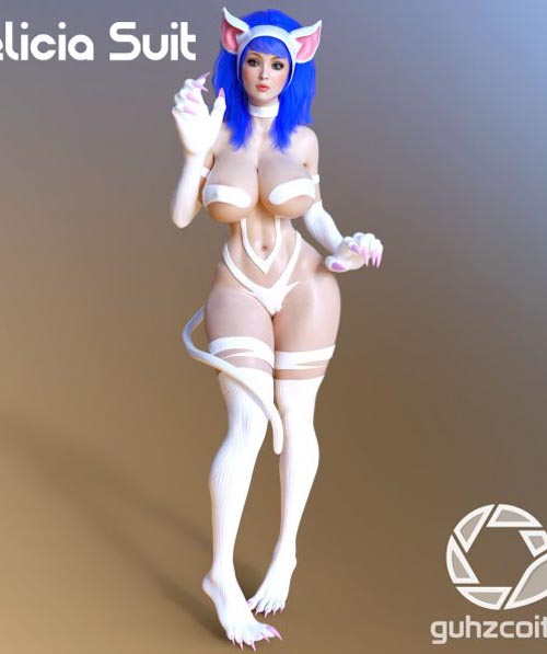 Felicia Suit For Genesis 3 Female (3D Cosplay Outfit)