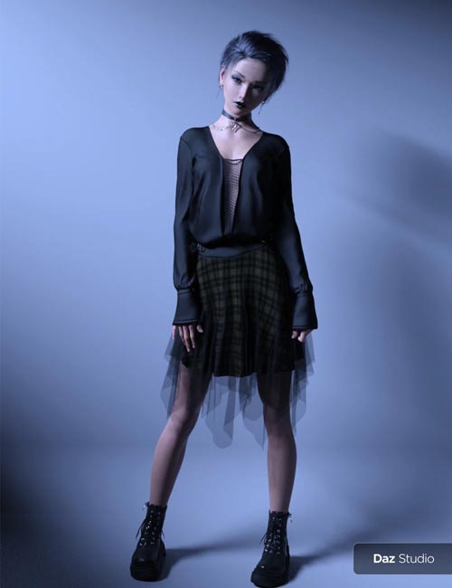FE dForce Irregular Skirt Punk Outfit for Genesis 8 Females
