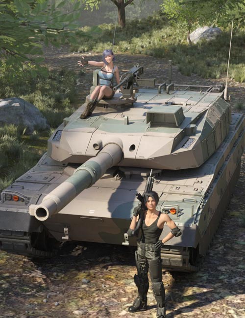 Type-10 Japanese Battle Tank and Forest Environment