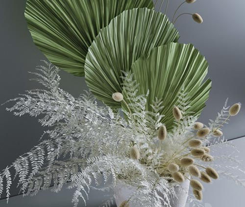 Bouquet with fern and lagurus