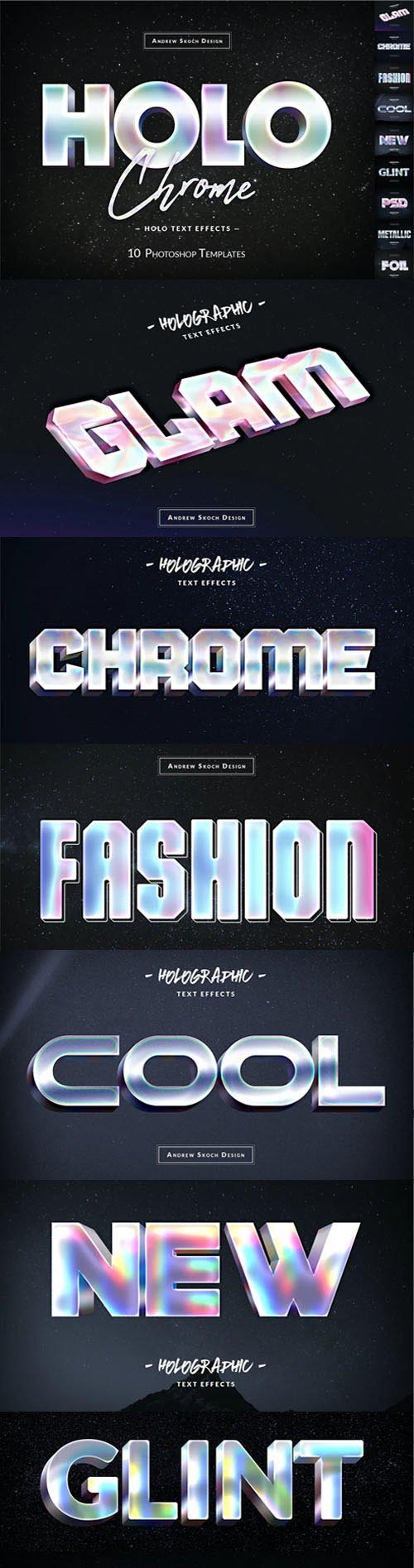 10 Holochrome Photoshop Text Effects Templates