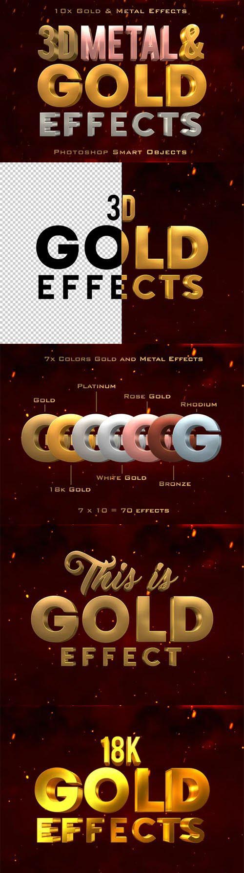10x 3D Metal & Gold Effects for Photoshop