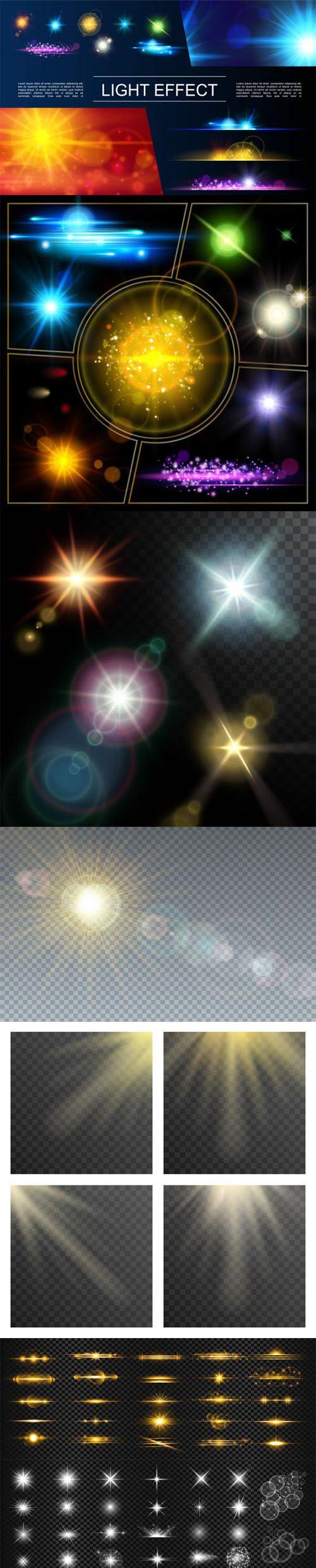 8 Realistic Light Effects Vector Templates