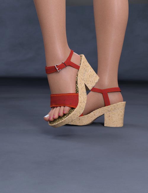 Heeled Cork Sandals for Genesis 8 Female(s) » Best Daz3D Poses Download ...
