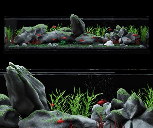 Aquarium with Fishes 3D Model for 3ds Max