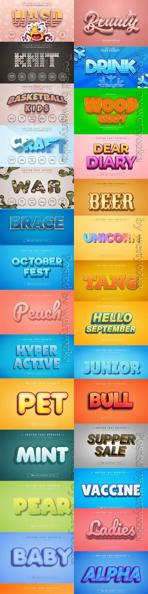 3d editable text style effect vector 0208 P.2