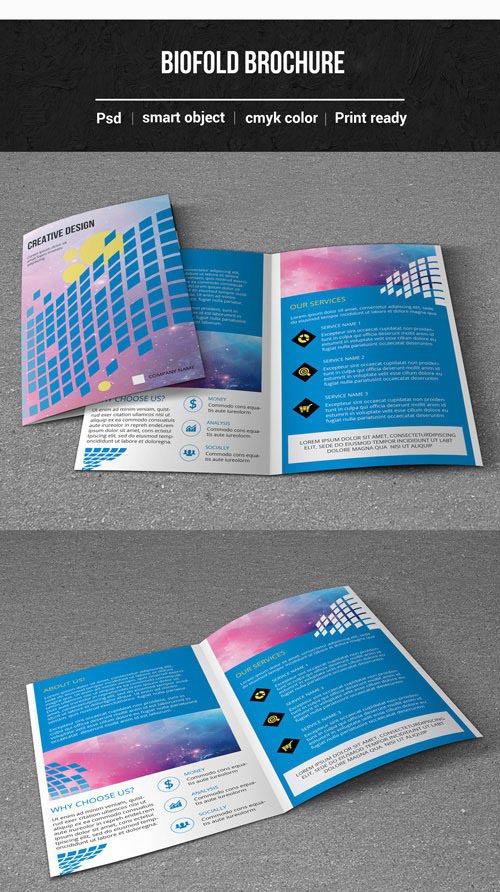 Business Brochure Layout with Repeating Square Pattern