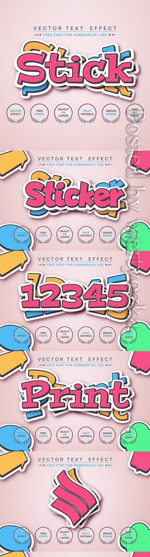 Set sticker - editable text effect, font style