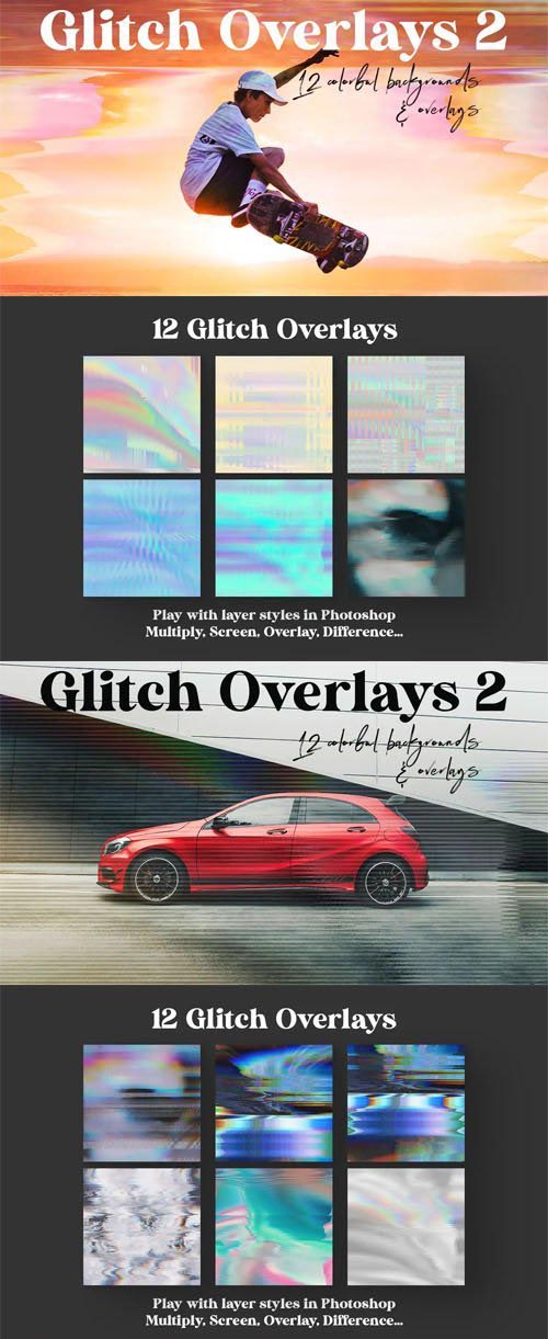 12 Glitch Overlays Vol.2