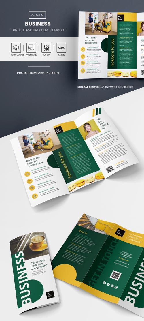 Business School Premium PSD Tri Fold Brochure Template