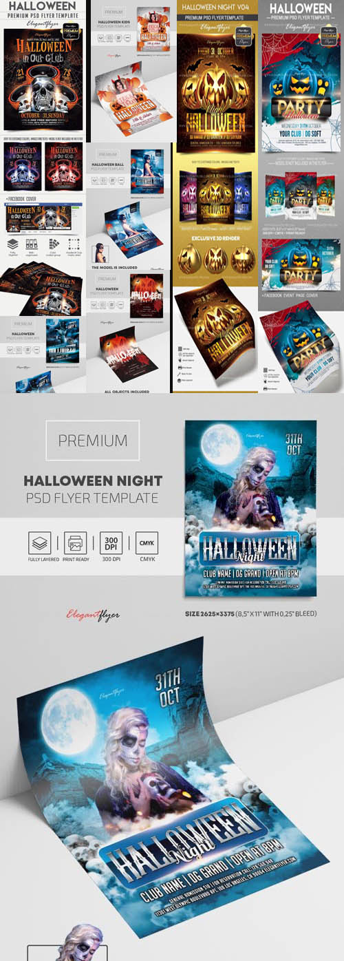 Mega Halloween Premium PSD Flyer Template vol.1