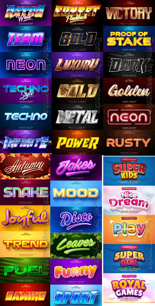 3d editable text style effect vector colection part 07