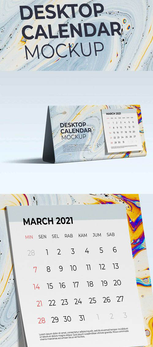 Desktop Calendar PSD Mockup Template