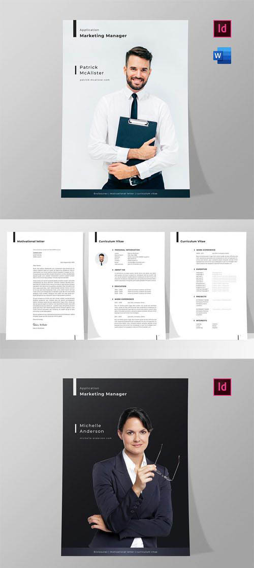 Minimalist Business Marketing Manager (Indesign + MS Word) Templates