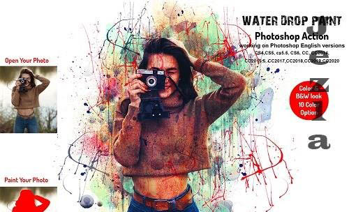 Water Drop Paint Photoshop Action - 6301814