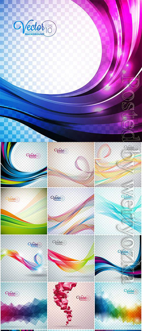 Colored abstract lines on transparent background in vector