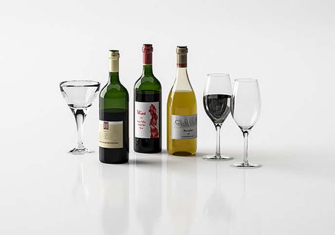 Realistic Wine Bottles and Glasses