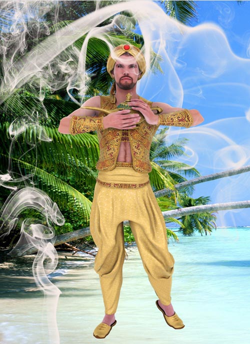 Sinbad Outfit & Wonder Lamp(converted from Genesis Male)for Genesis 8 Male