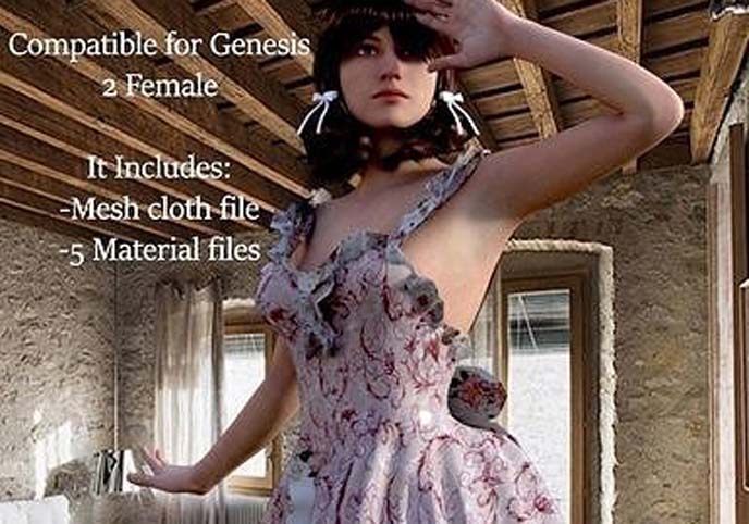 Floral Dress Complete Set-For Genesis Female