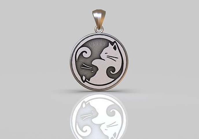 Yin and Yang Cat Pendant