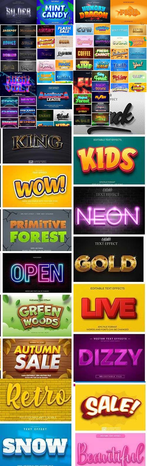 0209 Mega 3d editable text style effect vector Colection