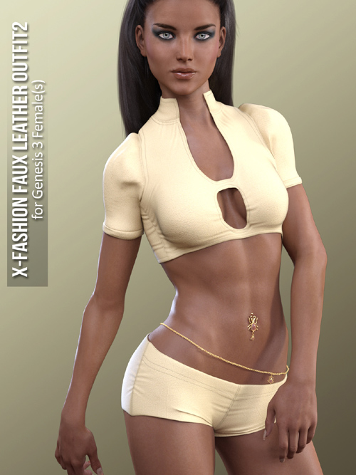 X-Fashion Faux Leather Outfit2 for Genesis 3 Females