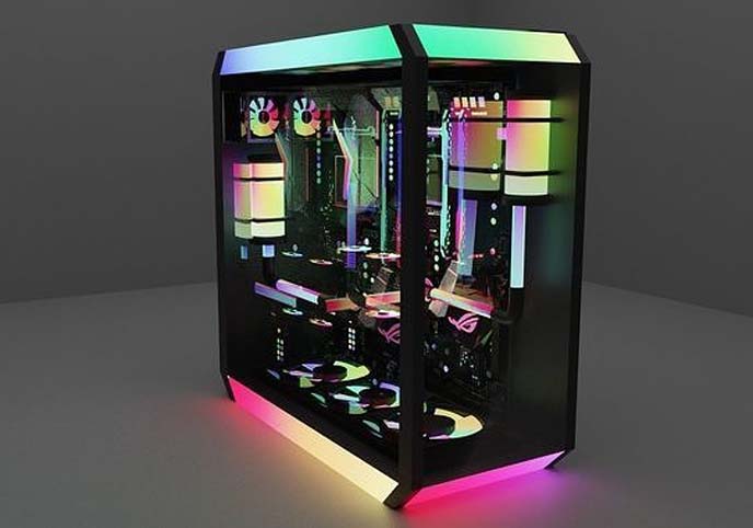 Extreme gaming PC with detailed specs and RGB lighting